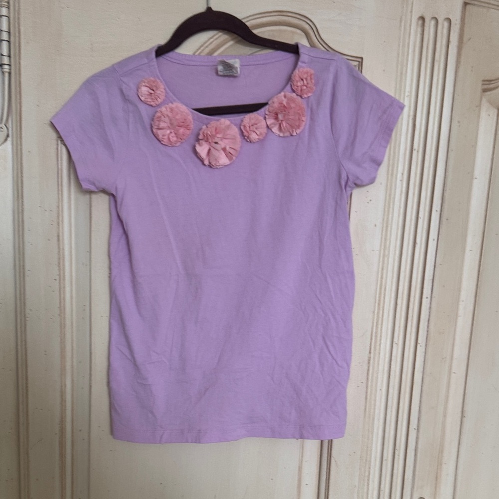 Crewcuts Lavender Tee with Pink Floral Details